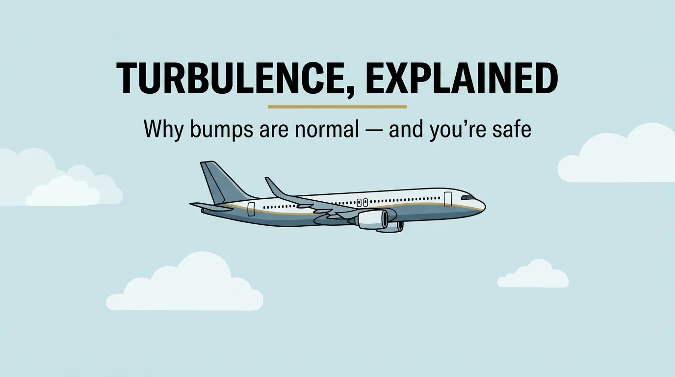 Turbulence, Explained — a calm airliner flying level through a clear sky